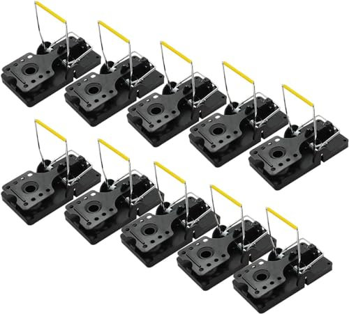 Robuste Rattenfallen – Lösung zur Nagetierbekämpfung, Fallen zur sofortigen Nagetierbekämpfung, wirksam für den Einsatz im Innen- und Außenbereich, superstark, einfach aufzustellen (10, Schwarz)