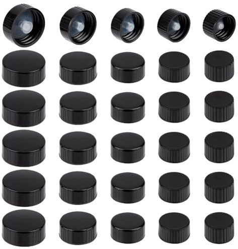 OLYCRAFT 30Pcs 16.5/18/20/22/26mm Phenolic Resin Cover Black Resin Bottle Caps Poly Seal Screw Caps Bottle Jug Storage Cap Lids Replacement Caps for Daily Food Cosmetics Bottles