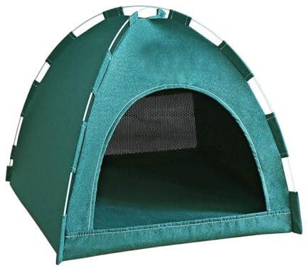 Faltbare Hundebox Leinen Stoff Pet Tent Hundebox Abnehmbar und Waschbar Zirkulation Belüftung Geeignet für Kleine und Mittlere Hunde 4 Farben(Green,68 * 68 * 60cm)