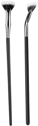 Pincel de ventilador de mascara para pestañas 2 piezas de 6.8 pulgadas de ángulo plegable de pez de pez de pezas de pezón sintético de fibra sintética de la aplicación de maquillaje de cepillo d