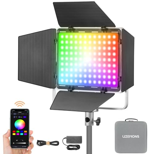 Godox LP400R RGB LED Video Light with Barndoor, 36W 1800K-10000K 6480Lux LED Panel Light with 14 FX Effects APP Control CRI/TLCI 96+ Dimmable 0-100% Studio Soft Lights for Photography