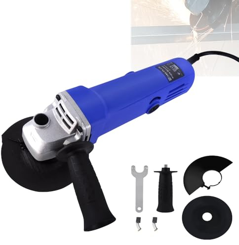 2000W Corded Electric Angle Grinder 115mm Disc 4 Inch Grinding Tool 12000 RPM with Auxiliary Handle, Wrench and Wheel Disc for Metal,Tile, Cutting, Grinding, Polishing
