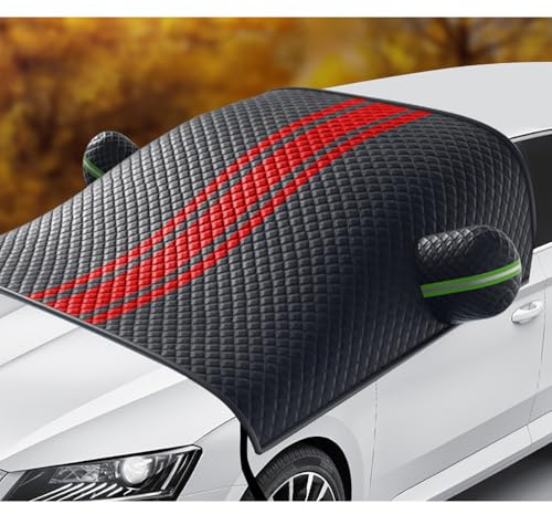 GSXOZCET Copri Parabrezza, per Peugeot Rifter 2018-2024 Copri Parabrezza per Auto Inverno,Telo Parabrezza Auto Antigelo e Protezione Solare Contro Neve,Gelo,B/Black+Red
