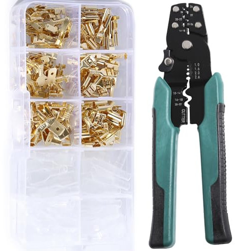 shengbowi Crimpzangen Set Flachsteckhülsen Flachsteckhülsenzange Spade Steckverbinder Krimpzange Tool Crimp Zange Crimpwerkzeug Presszange inkl Silikon Isolierungen elektrische Verbindungen