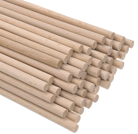 M METERXITY 50-Pack 15/64 x 4 Pollici Stanghette Di Legno Colore Legno | Per Fai Da Te/Artigianato/Decorazione, Pre-tagliate, Non Finite, Legno Duro