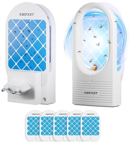 Trappola Zanzare,Trappola per mosche domestiche, insetti volanti e falene Elettrica con Luce UV, Adatto per mosche domestiche, insetti volanti e falene(5 pcs Adesive per Interni)