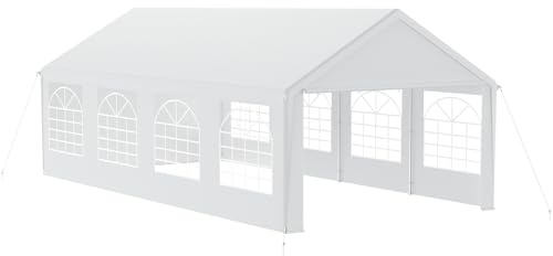 FIVMEN Pavillon Partyzelt 4x8 m mit 4 Abnehmbaren Seitenwänden Wasserdicht Stabil Winterfest Sonnenschutz Gartenpavillon Party Zelt Gartenzelt, Weiß