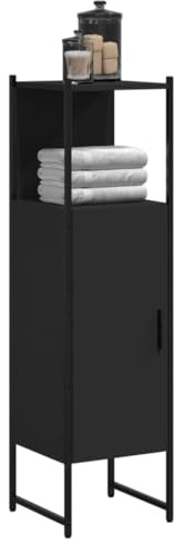Myheimly Badschrank, Badezimmerschrank mit Stauraum, Midischrank Schrank für Badezimmer, Badmöbel,33x33x120,5cm Schwarz
