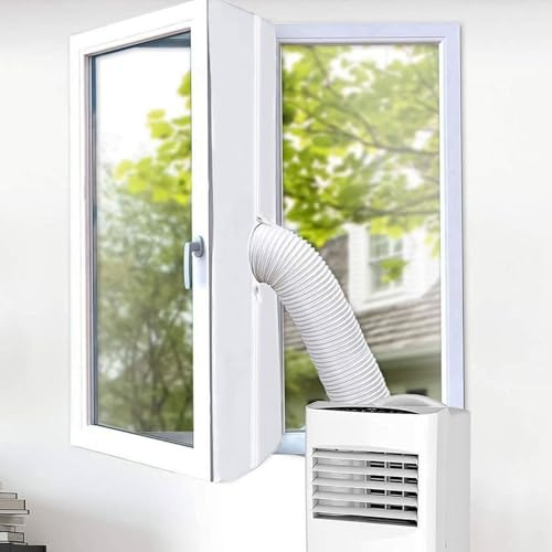 BigKing Klimaanlage Fensterabdichtung, Doppelreißverschluss, Fensterdichtung für mobile Klimaanlagen,Klimaanlagen, Wäschetrockner, für Schiebe- und versenkbare Fenster,Kein Bohren, Weiß (300cm)