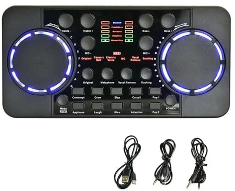 YQVEOT Mixer Audio, Bluetooth Mini Mixer Scheda Audio Scheda Portatile DJ 16 Effetti digitali Console for la riduzione del Rumore