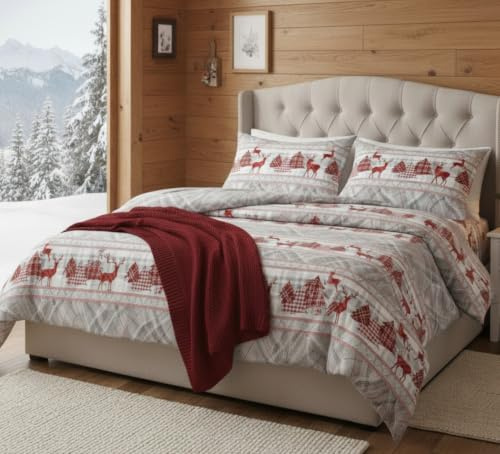 L'Emporio Casa Set Lenzuola in Flanella, Cotone Italiano 100% Pettinato, Anti-Pilling Varie Misure (Tirolo, Una piazza e mezzo)