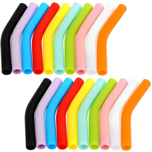YBEATY Lot de 20 embouts réutilisables en silicone pour pailles en métal - Diamètre extérieur : 8 mm - Multicolore