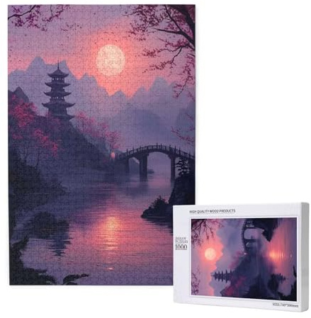 Puzzle 5000 Teile Japan Puzzles für Erwachsene Sonnenuntergang HD Puzzel Anspruchsvolles und Lustig Kreatives Unterhaltungsspiel, DIY Holzpuzzle für Erwachsene Als Feiertage Geschenk fur Frauen M-1770