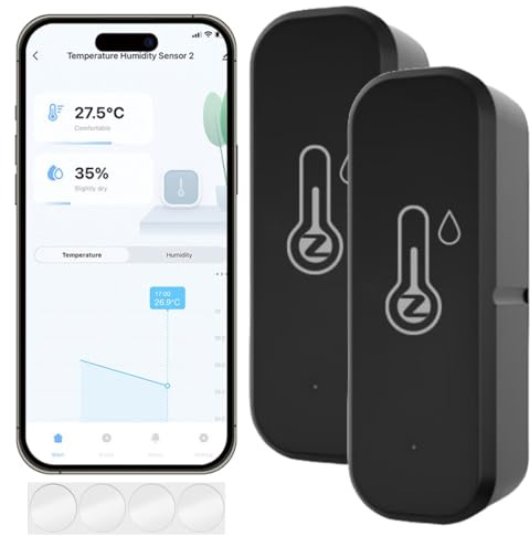 Acmerota Zigbee Hygrometer Thermometer Sensor, Zigbee Temperature Sensor Smart Temperature and Humidity Sensors Adjustable Update Frequency, Use with Remote App for Alert, Baby Room…