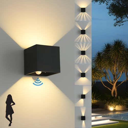 MYCUL 12W Außenlampe mit Bewegungsmelder,Einstellbarer Lichtstrah,Schwarz