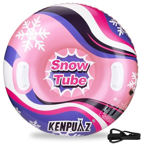 KENPUAZ Inflatable Snow Tube with Durable Fabric Cover – Premium Snow Sled for Kids & Adults, Winter Outdoor Fun (36 inch-Red)