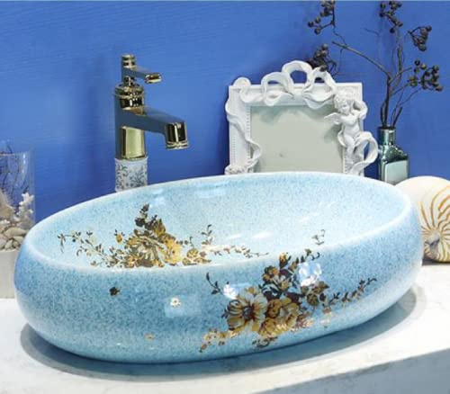 GLETSF Bathroom Sink, Countertop Basin Table Basin, Rectangle Ceramic Hand Washbasin, Home Bathroom Washbasin, Jingdezhen Art Washbasin, Bathroom Sinks,D. Sink Only