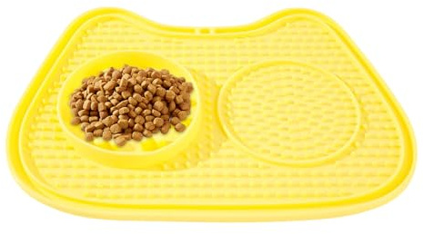 Gamelle d'alimentation lente pour chats - Petite ventouse pour bol distributeur anti-avalation - Tapis de léchage pour distributeur de bonbons puzzle - boîtes de yaourt bandes nourriture et nourriture