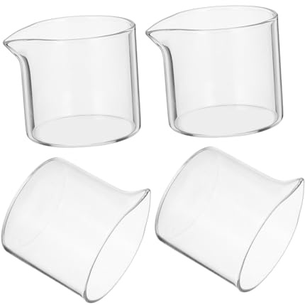 Hemobllo 4 piezas Jarras de Vidrio Transparentes de Jarra Pequeña para Leche Diseño con Único Superficie Lisa para Espresso y Decoración Barra de Café