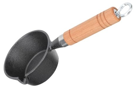 DIYEAH Mini Sartén de Hierro Fundido con Mango de Madera Antiadherente sin Recubrimiento para Freír Huevos y Tortillas Olla Pequeña Resistente para Cocina Doméstica y Restaurante