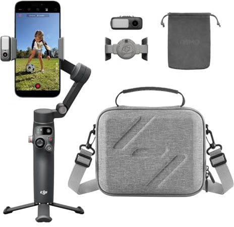 DJI Osmo Mobile 8 Bundle, Stabilizzatore cardanico per telefono, Tracciamento nativo con Apple DockKit, Rotazione Pan a 360°, Asta di prolunga e treppiede incorporati, Batteria 10h, Asta di prolunga