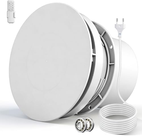 Worshow Extractor de Baño 100mm, Extractor de Aire Silencioso y Potente Mejorado con Mando a Distancia, IPX4 Ventilador Extractor de Aire, Ahorro Energético, Ideal para Baño, Cocina, Garaje,Sótano
