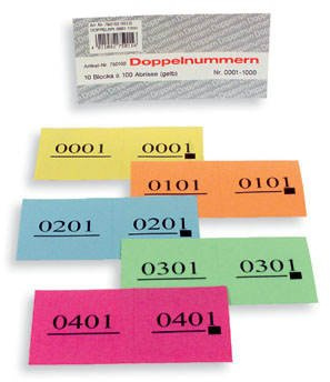Doppelnummern-Block, gelb, NR.1-1000
