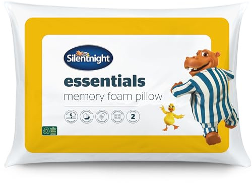 Silentnight Essential Memory Foam Core Pillow - Pack of 2 Memory Foam Core Pillows with Soft Hollowfibre Surround and Medium Firmness - 2 Pack