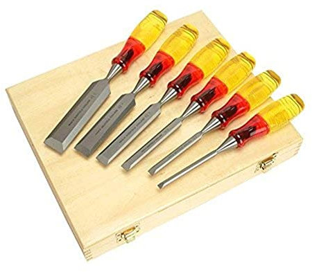 IRWIN Marples M373 Split-Proof Bevel Edge Chisels 6-Piece Wooden Box Set, TM373S6