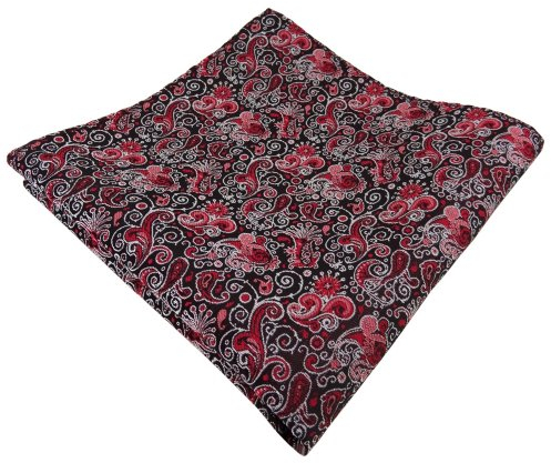 TigerTie Designer Einstecktuch in rot bordeaux rosa schwarz silber paisley