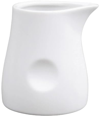 Olympia Whiteware Dimpled Porcelain Milk Jugs 170ml, Pack of 6 | Meets Vitrified Hotelware Standard BS4034 for busy commercial use; features a fine pouring spout and microwave-safe finish.