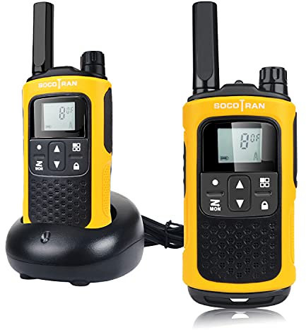 Walkie Talkies laddningsbara, långdistansradior, 8 CH PMR446 Walkie-talkie med VOX-skärm, integritetskod, Li-ion-batteri och laddningsbas, licensfri walky talky vuxna för vandring jakt