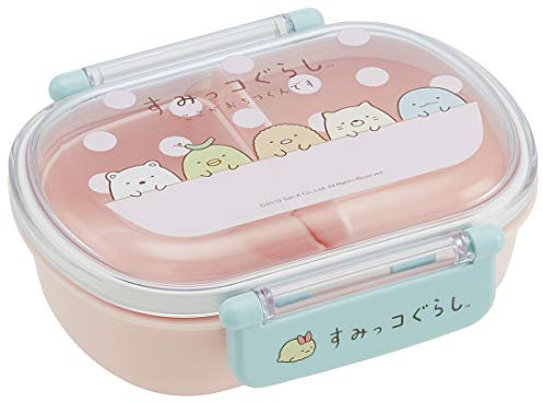 Boîte à déjeuner Bento 360 ml en plastique résistant à la chaleur, fabriquée au Japon (San-X Sumikko Gurashi rose et bleu QAF2BA)