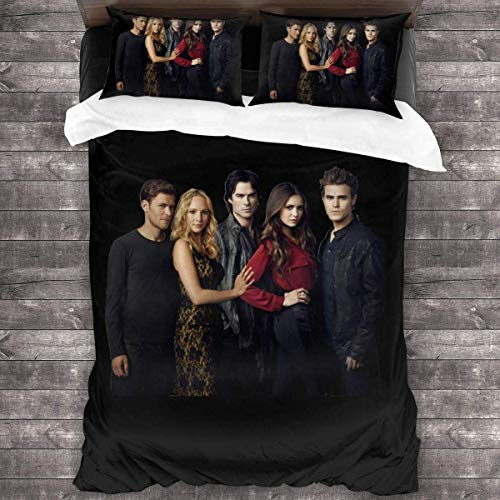 NICHIYO The Vampire Diaries Bettwäsche-Set - Bettbezug und Kissenbezug, Mikrofaser, 3D-Digitaldruck dreiteiliger Bettwäsche (3,Single 135 * 200cm)