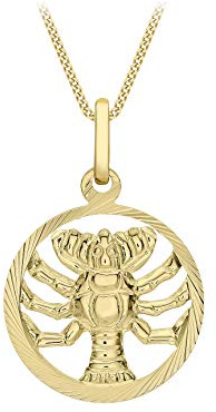 CARISSIMA Damen-Anhänger Sternzeichen Krebs rund Gelbgold diamantiert 9kt an Flachpanzerkette Gelbgold diamantiert 9kt 20 46cm