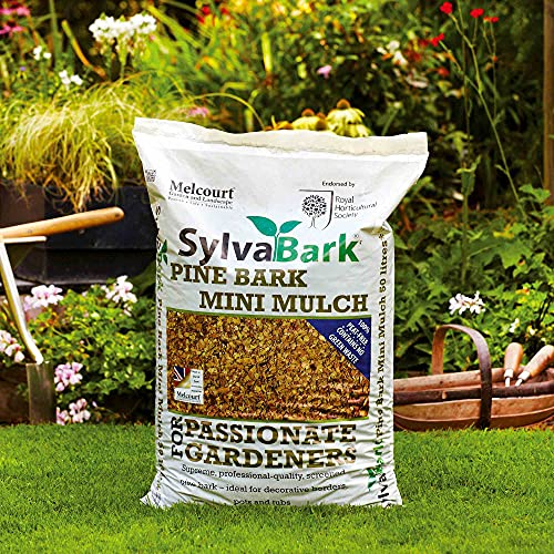 RHS Sylvabark Pine Mini Mulch Weed Suppressant Peat-Free Ideal for Pots, Planters, Window Box, Borders, 1 x 50-Litre Bag