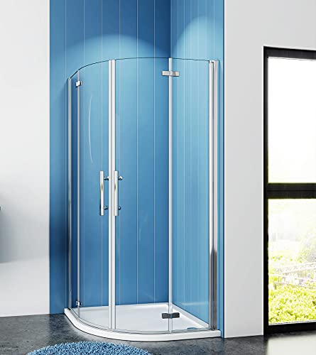 Aica Sanitär Duschkabine 80x80cm Runddusche Duschabtrennung Rundduschkabine Viertelkreis Duschtür Dushce H195cm