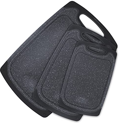 KIMIUP Küchenschneidebrett Set, Professionelles Schneidebrett Set, Spülmaschinenfeste Schneidebretter mit Saftrillen und Tragegriff, BPA Free, Größe XL, 3-er Set