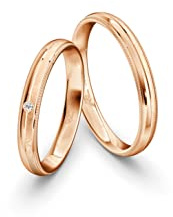 JC Trauringe Gold 333 Gold Paarpreis Poliert/Eismattiert I Partnerringe Rotgold mit Gravur in edler Schatulle I 2 Hochzeitsringe Herrenring ohne & Damenring mit Zirkoniastein I ICT43