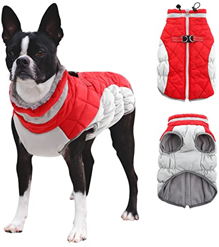 CITÉTOILE Hundemantel Winter,Wintermantel Hund,Hundemantel mit Geschirr, Warme Hundejacke für Kaltes Wetter, Hundemantel Wasserdicht mit Fleece Gefütterte, Winddichtes Reflektierend Winterweste