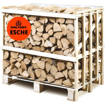 Onlydry Bois de chauffage frêne avec moins de 18 % d'humidité – Parfait pour four, brasero, cheminée, poêle à cheminée, bois de qualité supérieure (1 RM; 1,5 SRM)