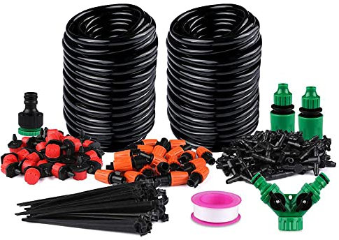 TopHomer Kit d'irrigation goutte à goutte automatique pour jardin, 30 m réglable, système d'économie d'eau pour plantes, serre, pelouse et terrasse