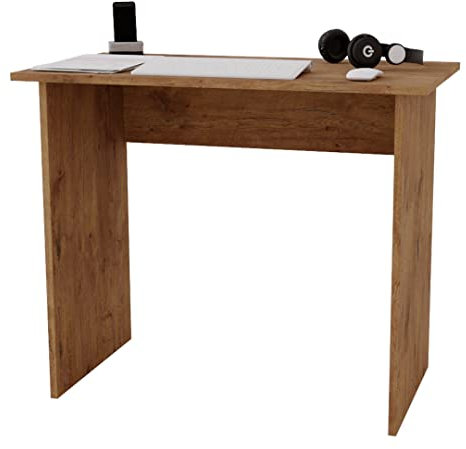 AKKE Schreibtisch Klein Computertisch Schminktisch Tisch ins Jugendzimmer Kinderzimmer Möbel für Kinder Laptoptisch Kinderschreibtisch Desk Bürotisch PC-Tisch 90x73x50 cm Vintage Eiche