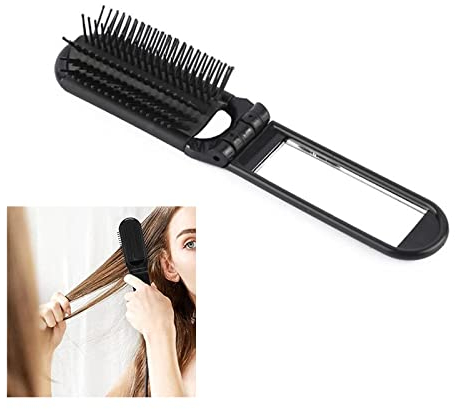 1 Pezzi Spazzola per Capelli Pieghevole, Viaggio Portatile Pettine, Compatto Tascabile Pettine, Capelli Pieghevoli Pettine, Plastica Pettini, Per Massaggio per Capelli Donne e Ragazze (Nero)