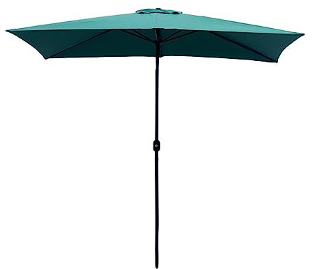 Patio Umbrella Outdoor Rectangle Umbrella Garden Parasol, Rectangular Tilting Parasol, Outdoor Market Table Umbrella, with Tilt Mechanism, for Pool Garden Backyard ( Color : Dark green , Size : 200x20