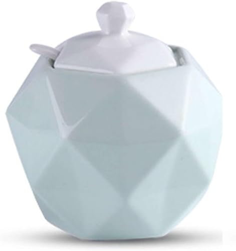 EPASHA Zuckerdose,/Nordische Zuckerdose mit Deckel, buntes Vorratsglas, einfarbiger Porzellan-Zuckertopf, Salztopf, for Kaffeebar, Küche-Blau-Einzel (Color : Blue)