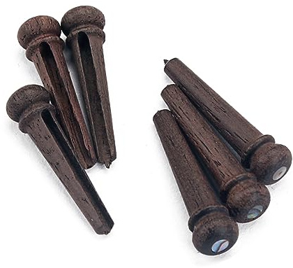Toyvian 6 Stück Stegbolzen aus Rosenholz mit Abalone Dot Gitarren Endpins für Folk Akustikgitarre Brückenstifte Zubehör für Klare Klangqualität und Einfache Montage