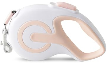PETCUTE Einziehbare Hundeleine,Hundeleine Ausziehbar mit Anti-Rutsch Griff,Reflektierendes Starkes Nylonband,Flexible Rollleine für Kleine,Mittlere und Große Hunde,Einhandbremse,Pause,Verriegelun,5M