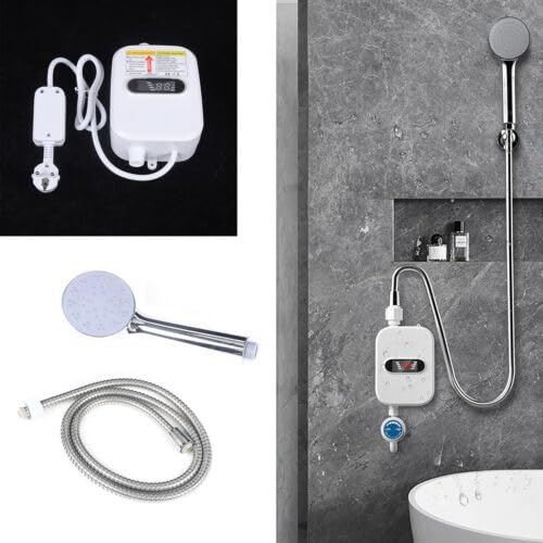 3500W Chauffe eau Instantané Douche Chauffe eau Electrique Instantané Support Mural Robinet Chauffant Instantané,Avec Pommeau de Douche,Convient Pour Cuisine, Salle de Bains et Salle de Douche