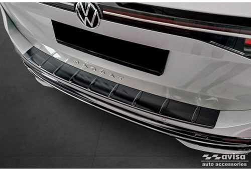 Avisa Schwarz Edelstahl Heckstoßstangenschutz kompatibel mit Volkswagen Passat Variant (CJ5) 2023- 'Ribs'